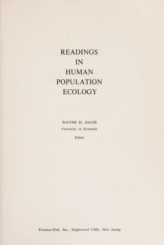 Readings in Human Population Ecology