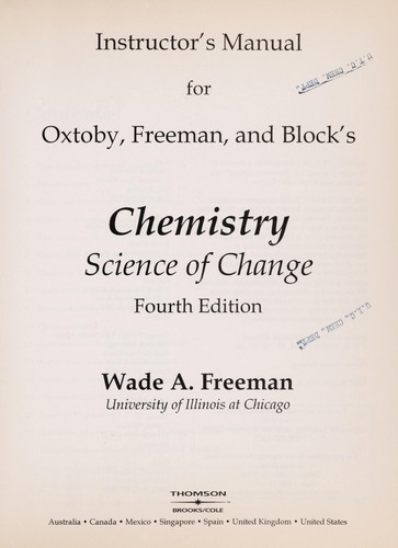 Instructor's manual for Oxtoby, Freeman, and Block's Chemistry