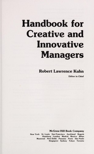 Handbook for creative and innovative managers