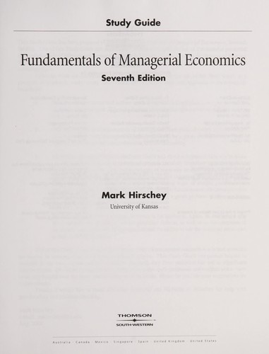 Study guide to accompany fundamentals of managerial economics