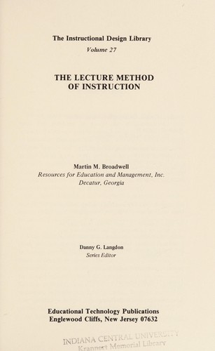 The lecture method of instruction