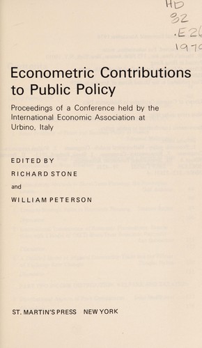 Econometric contributions to public policy