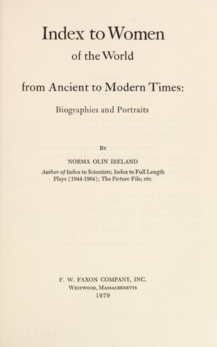 Index to Women of the World from Ancient to Modern Times