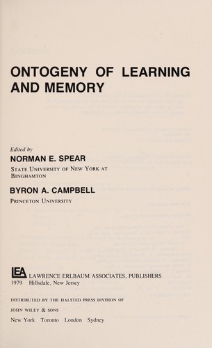 Ontogeny of Learning and Memory