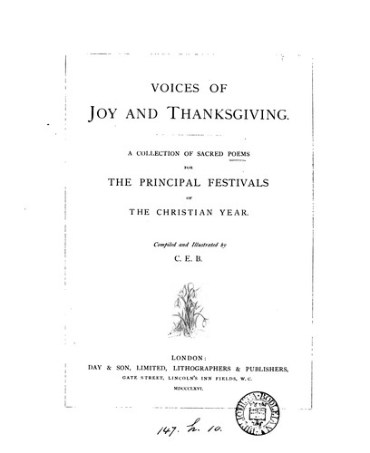 Voices of joy and thanksgiving, a collection of sacred poems, compiled by C.E.B.