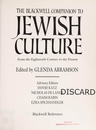 The Blackwell Companion to Jewish Culture
