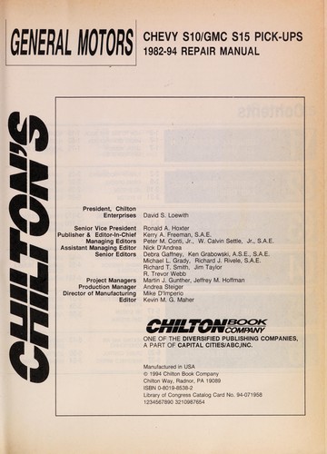 Chilton's General Motors Chevy S-10/GMC S15 Pick-ups