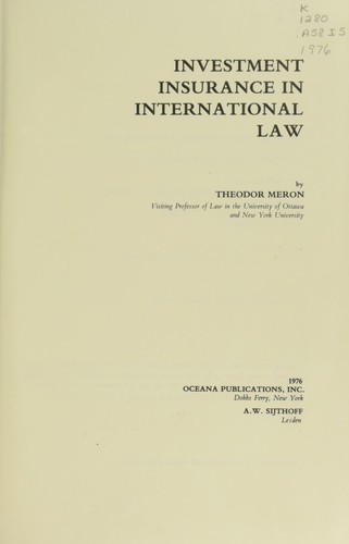 Investment insurance in international law