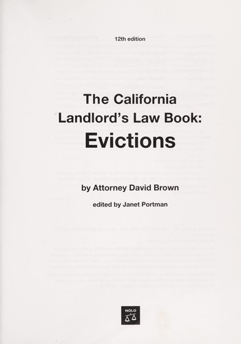 The California Landlord's Law Book: Evictions