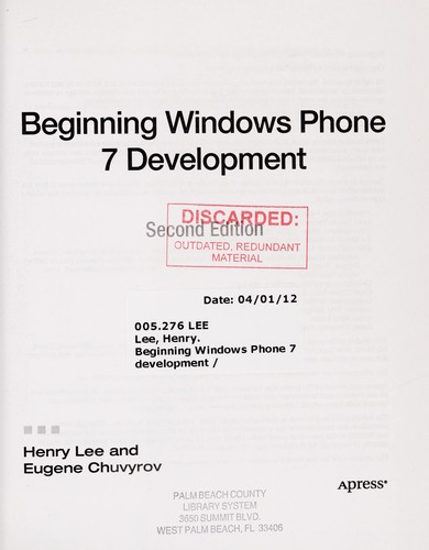 Beginning Windows Phone 7 Development