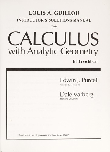 Instructor's Solutions Manual for Calculus with Analytic Geometry, 5th ed