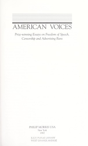 American Voices: Prize-Winning Essays on Freedom of Speech, Censorship, and Advertising Bans