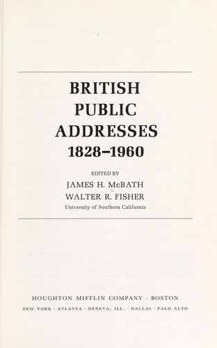 British Public Addresses, 1828-1960