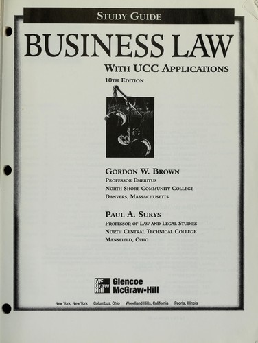 Study guide for Business Law with UCC Applications, 10th ed.