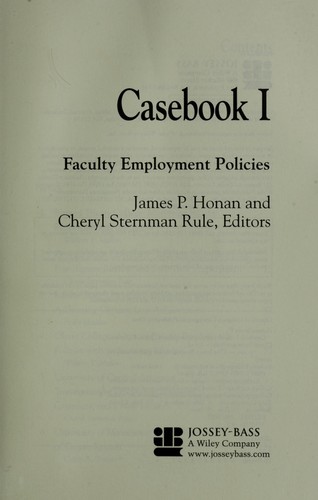 Casebook I: Faculty Employment Policies