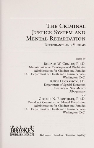 The Criminal justice system and mental retardation