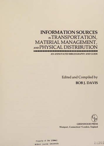Information Sources in Transportation, Material Management, and Physical Distribution
