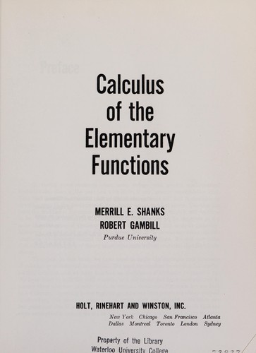 Calculus of the elementary functions