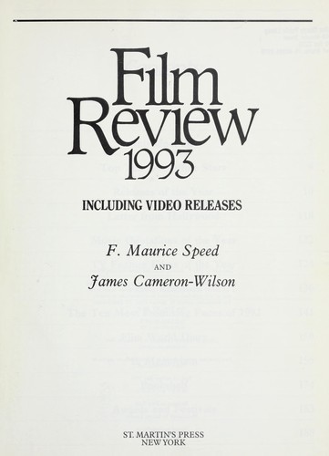 Film Review 1993: Including Video Releases