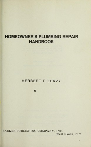 Homeowner's plumbing repair handbook