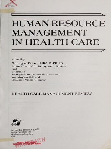 Human resource management in health care