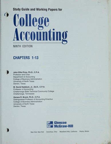 Study guide and working papers for College accounting, ninth edition, chapters 1-13