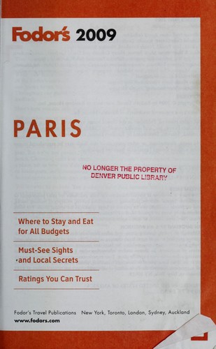Fodor's 2009 Paris