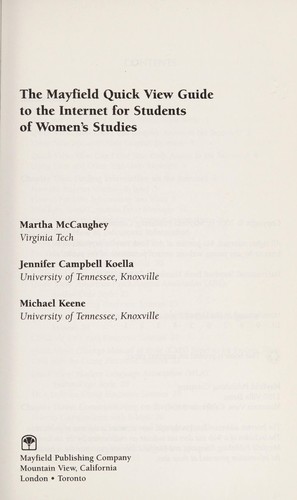 The Mayfield quick view guide to the Internet for students of women's studies