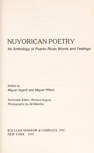 Nuyorican poetry : an anthology of Puerto Rican words and feelings