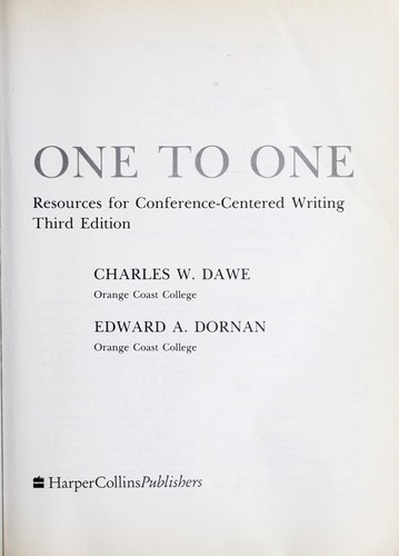 One to one : resources for conference-centered writing