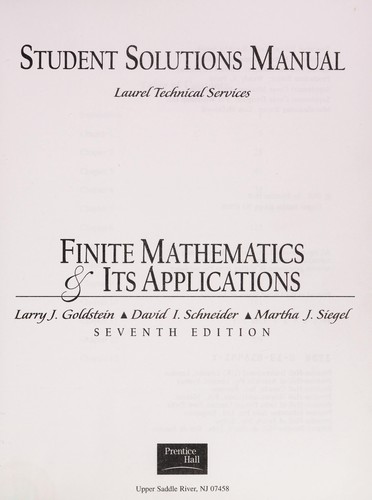 Student solutions manual Finite mathematics & its applications