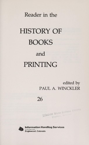 Reader in the history of books and printing