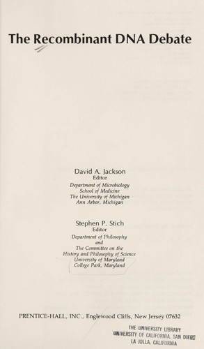 The Recombinant DNA debate