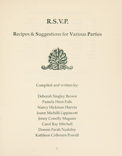 R.S.V.P. Recipes and Suggestions for Various Parties