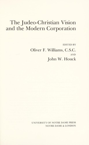 The Judeo-Christian Vision and the Modern Corporation