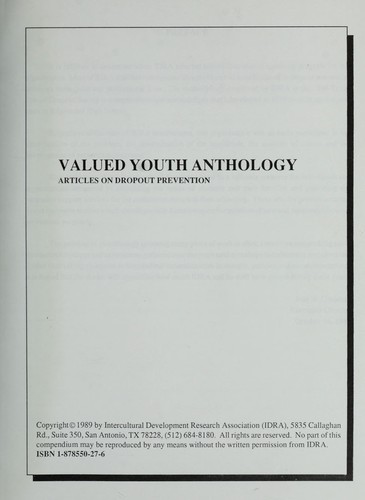 Valued Youth Anthology: Articles on Dropout Prevention