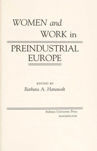 Women and work in preindustrial Europe