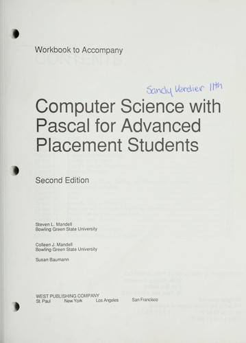Workbook to accompany Computer Science with Pascal for advanced placement students, second edition