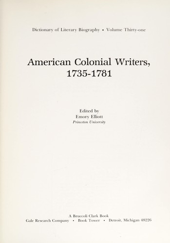 American colonial writers, 1735-1781