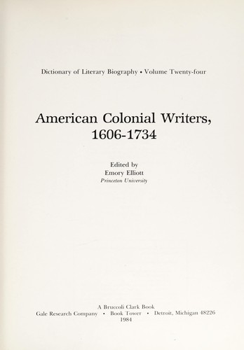 American colonial writers, 1606-1734