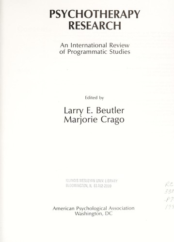 Psychotherapy research