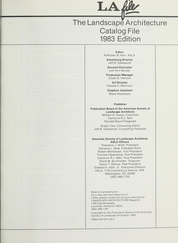 The Landscape architecture catalog file