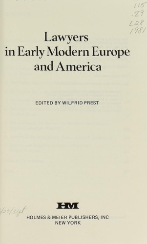 Lawyers in Early Modern Europe and America