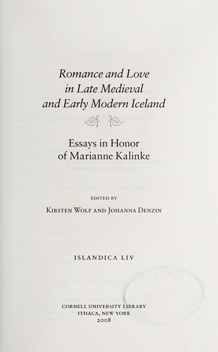 Romance and Love in Late Medieval and Early Modern Iceland