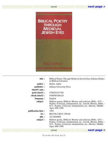 Biblical poetry through Medieval Jewish eyes