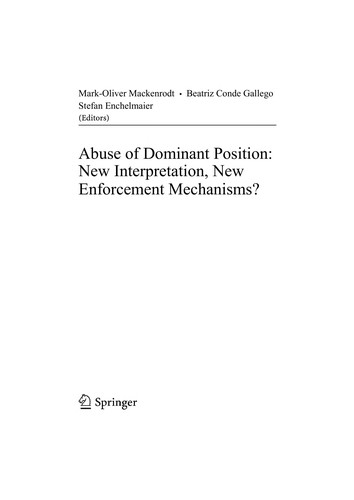 Abuse of Dominant Position: New Interpretation, New Enforcement Mechanisms?