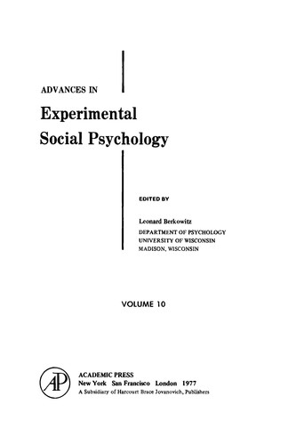 Advances in Experimental Social Psychology, 10