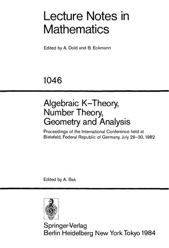 Algebraic K-theory, Number Theory, Geometry, and Analysis
