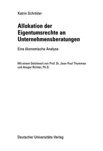 Allokation der Eigentumsrechte an Unternehmensberatungen