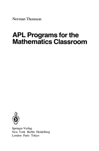 APL Programs for the Mathematics Classroom